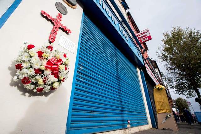 The site of Frizzell’s fish shop on Shankill Road (Liam McBurney/PA)
