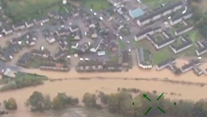 Scotland　in　Independent　captured　Storm　aerial　News　footage　Babet　in　flooding　TV