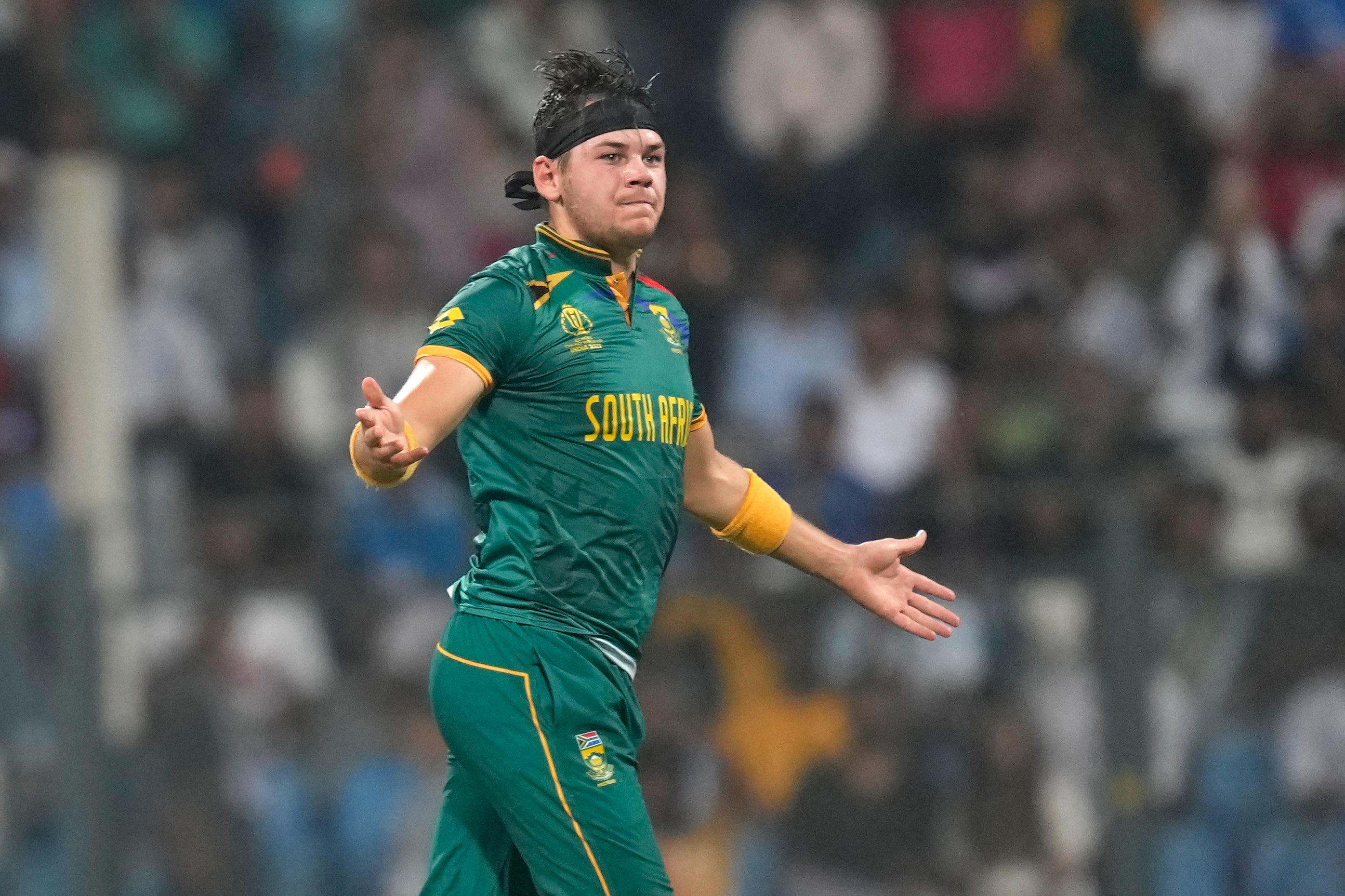 South Africa’s Gerald Coetzee celebrates