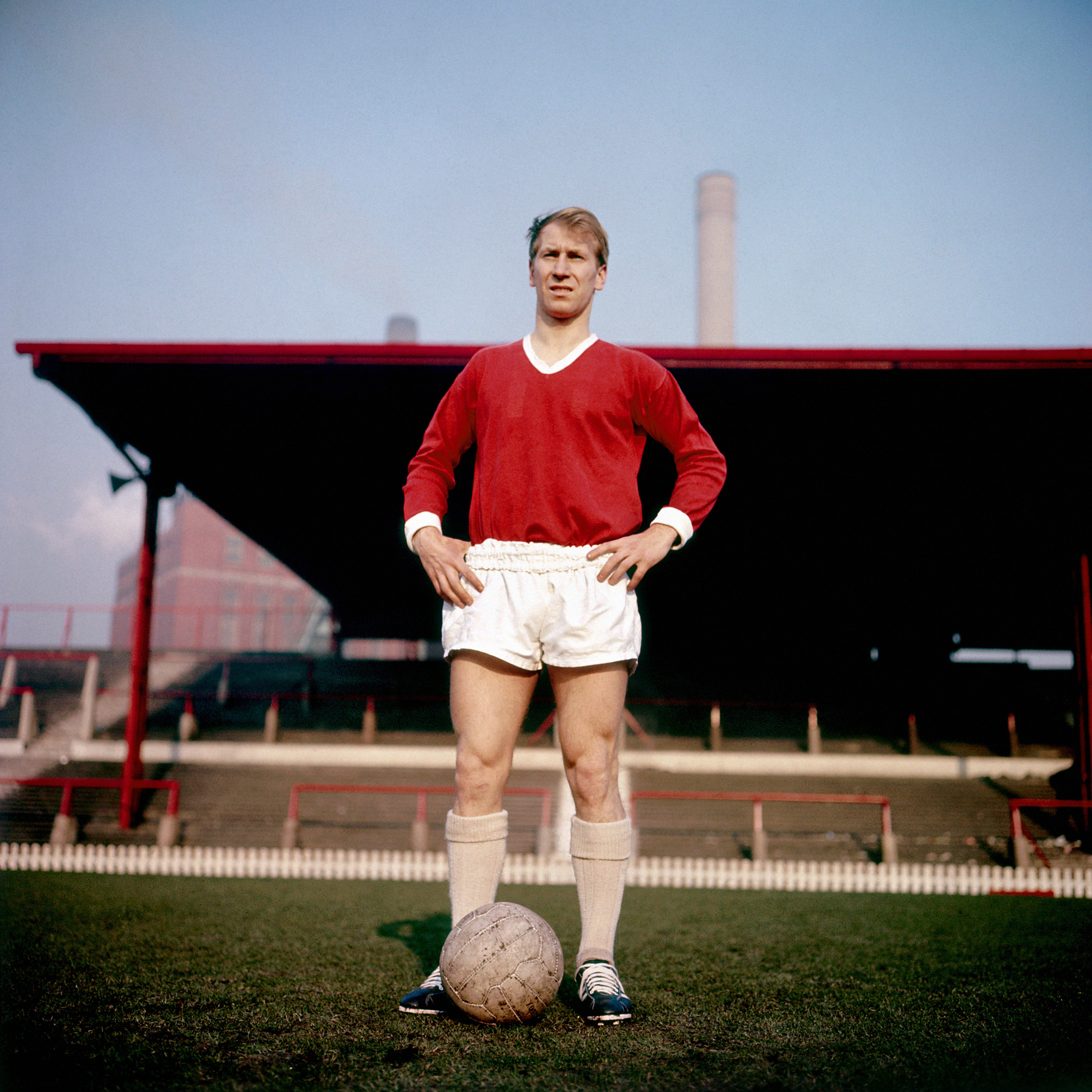 Charlton in the red and white of his beloved United, in October 1960