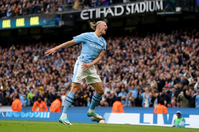 Erling Haaland scored what proved to be City’s winner at home to Brighton (Tim Goode/PA)