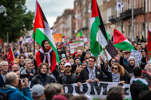 Protesters during a pro-Palestinian rally in Dublin (Damien Storan/PA)