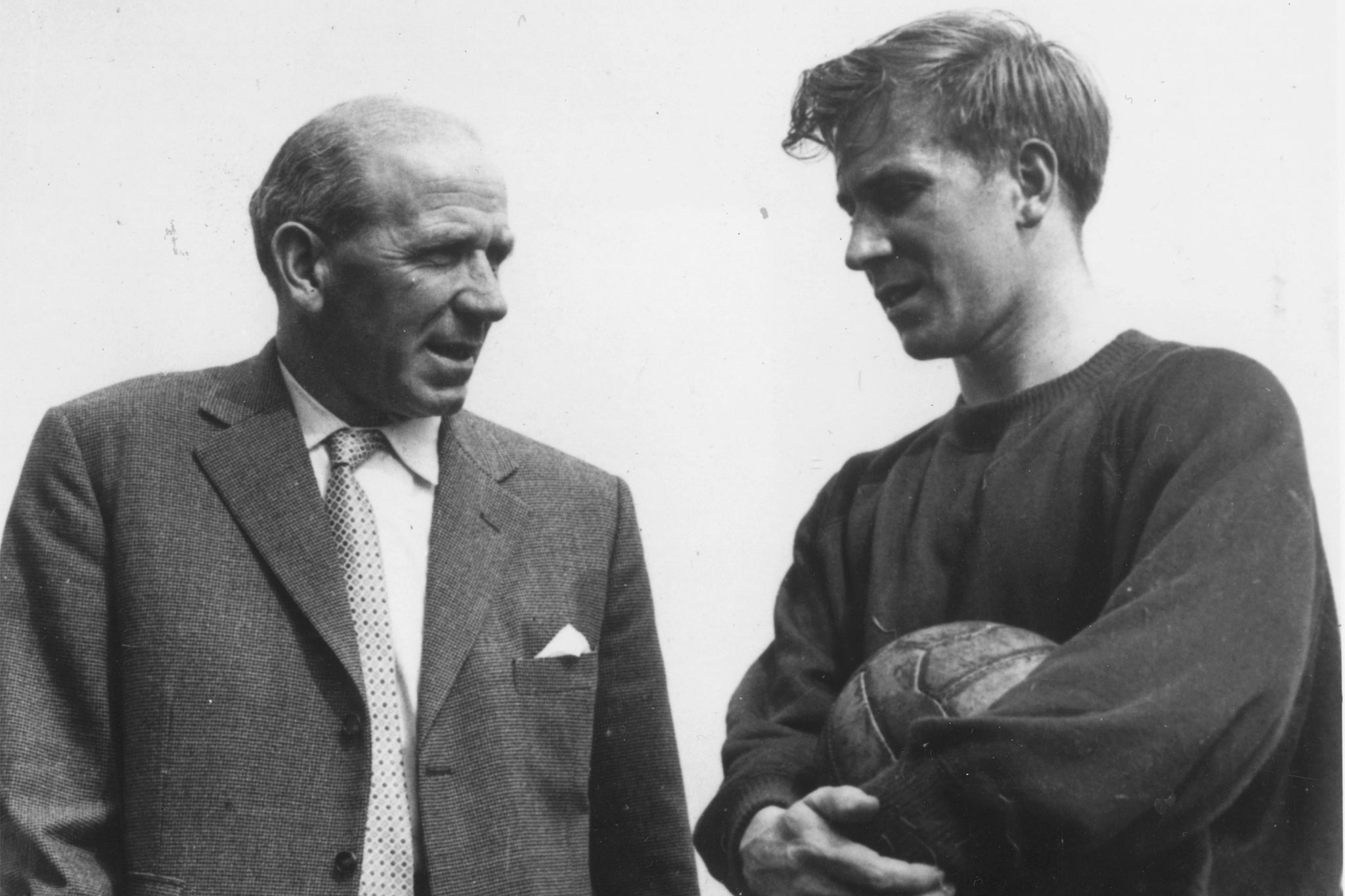 With manager Matt Busby in May 1958