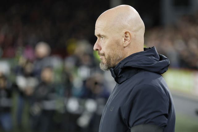 Manchester United manager Erik ten Hag was far from pleased with United’s first-half display (Richard Sellers/PA)