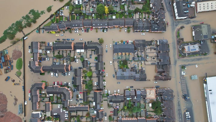 Destructive flooding in the Derbyshire area