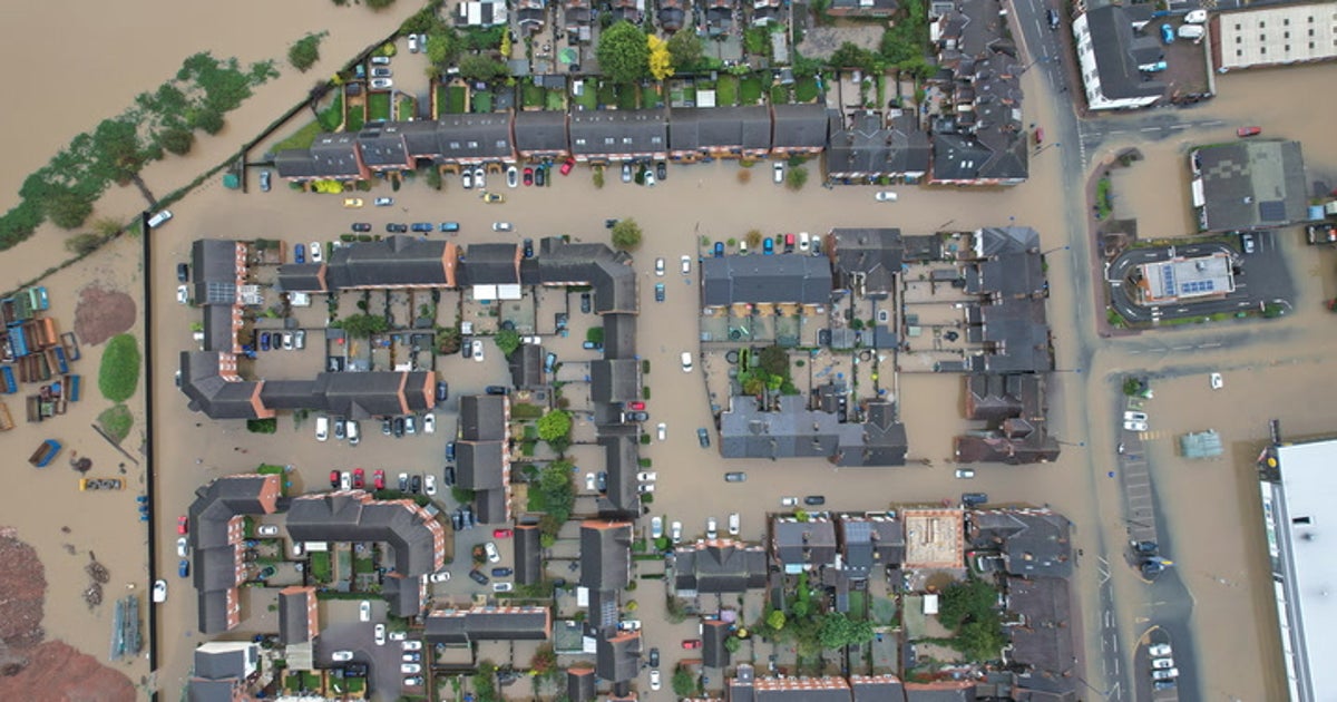 Devastating flooding in Derbyshire village captured in drone