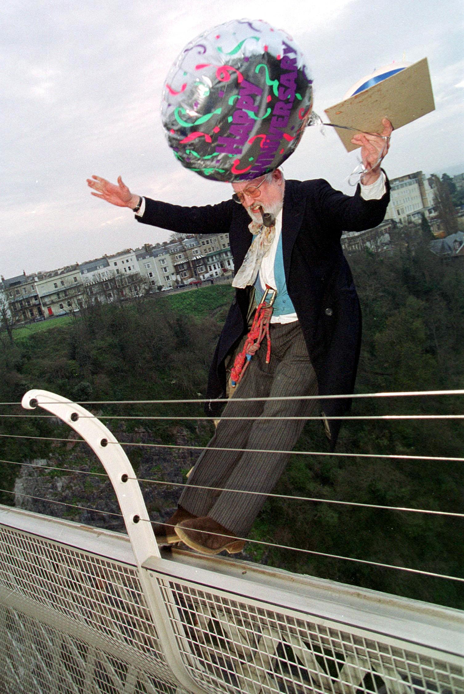 David Kirke marks the 21st anniversary of the first bungee jump from Bristol’s Clifton suspension bridge by repeating the stunt