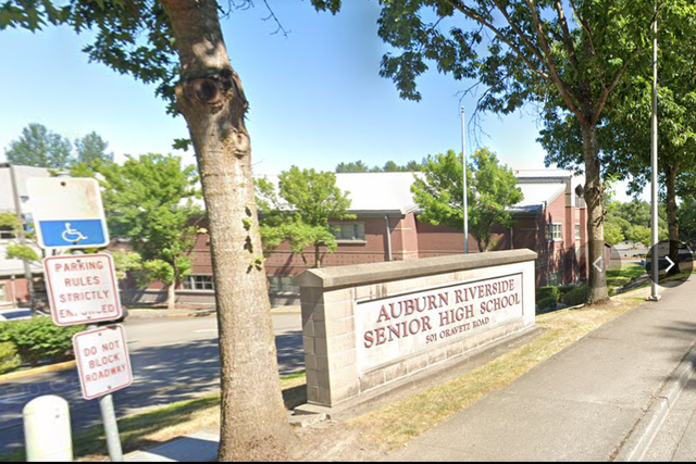 <p>Five masked people entered a side door of Auburn Riverside High School earlier this week </p>