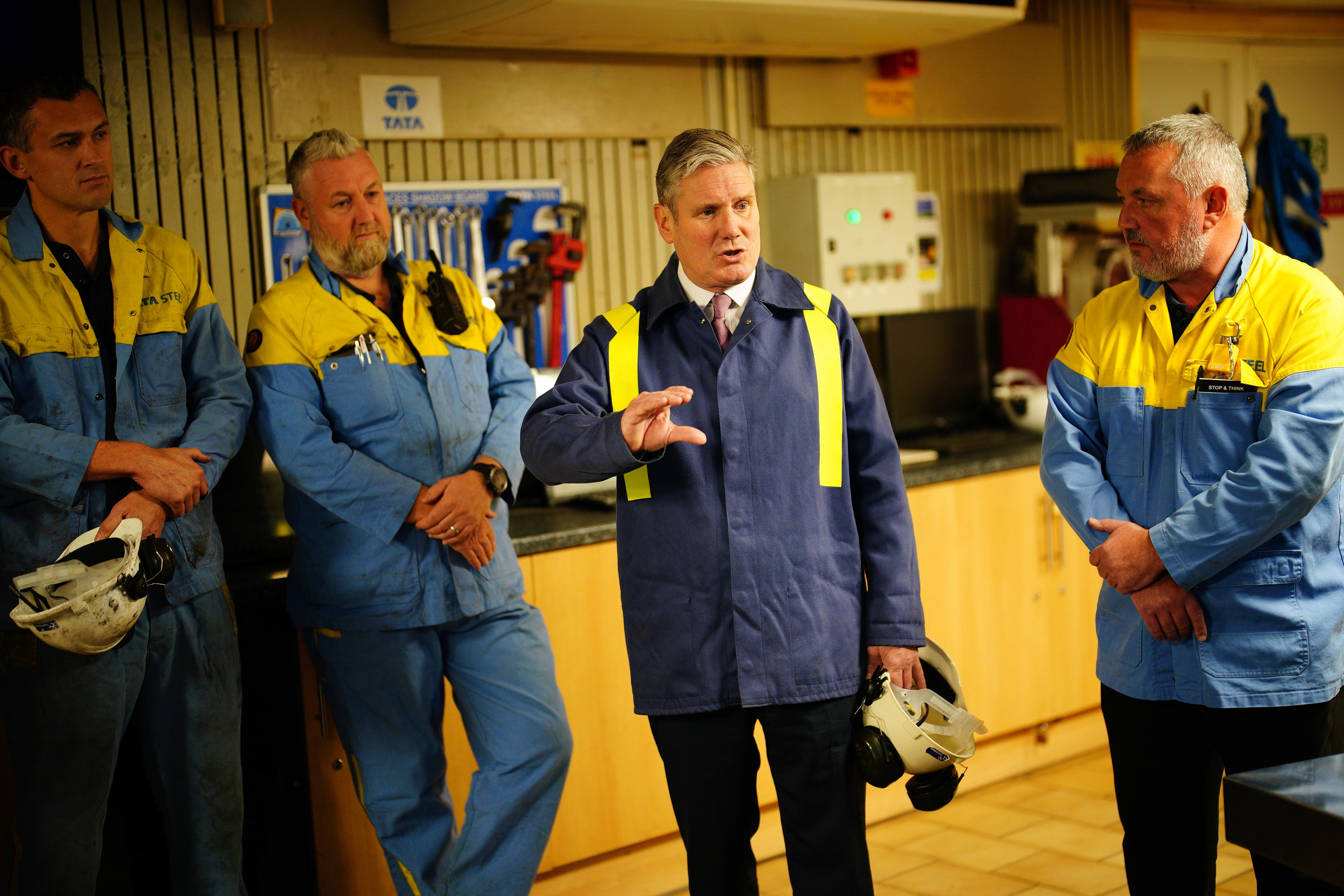 Labour leader Sir Keir Starmer visited Tata Steel’s Port Talbot steelworks in south Wales on Monday (Ben Birchall/PA)