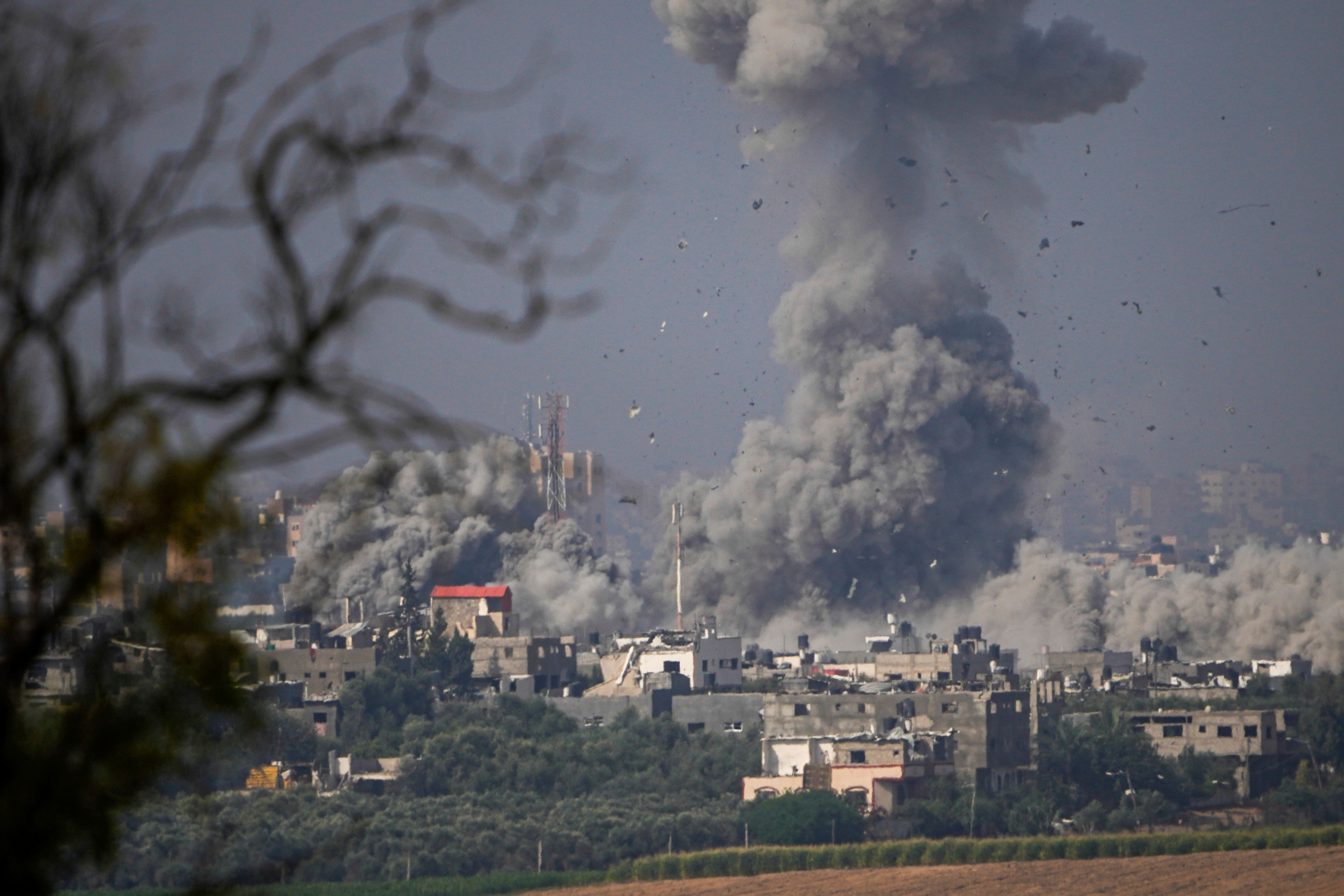Smoke rises following an Israeli airstrike in the Gaza Strip (Ariel Schalit/AP/PA)