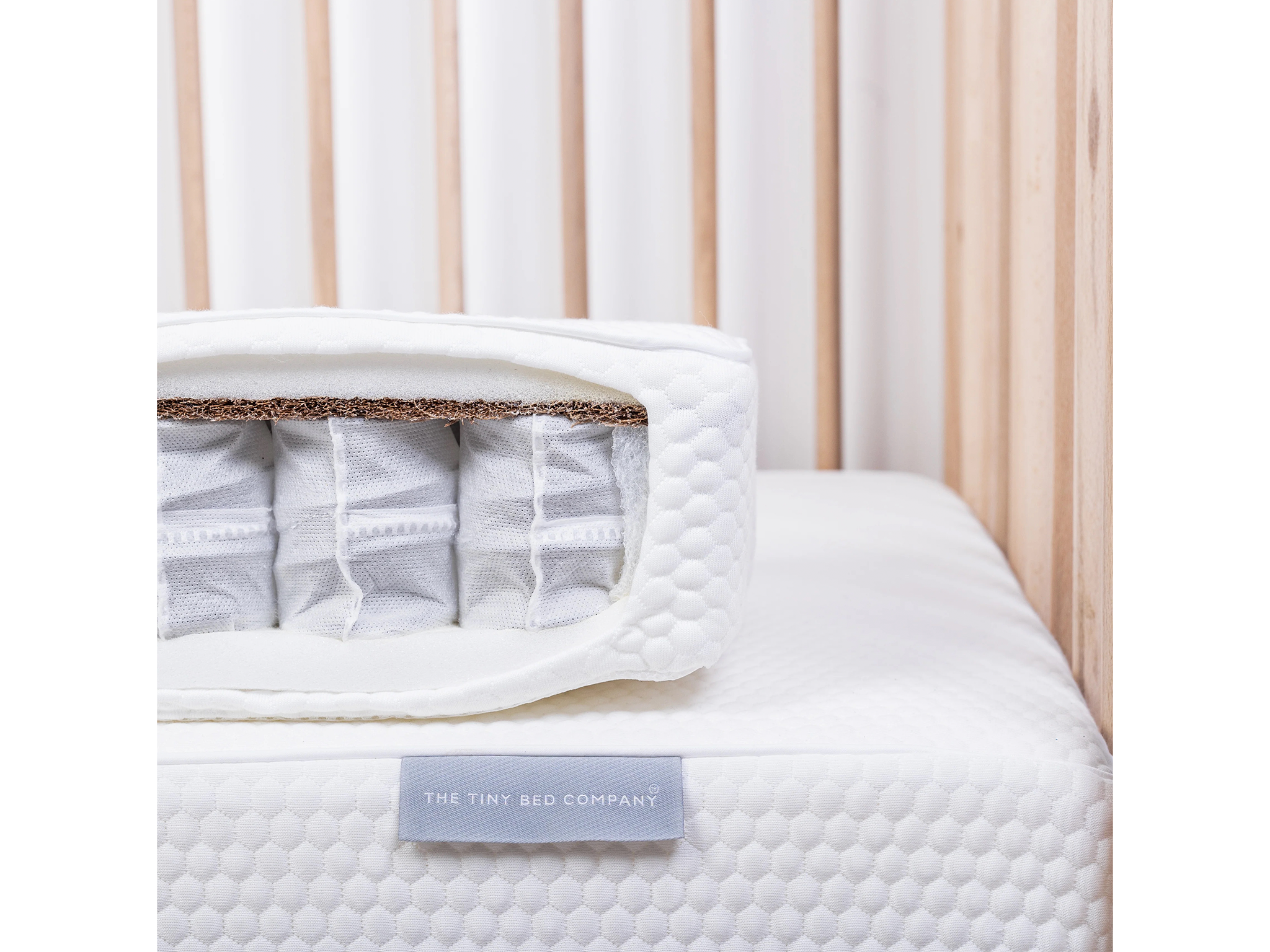 best cot mattress The Tiny Bed Company tiny dreamer deluxe organic coconut and pocket sprung cot bed mattress