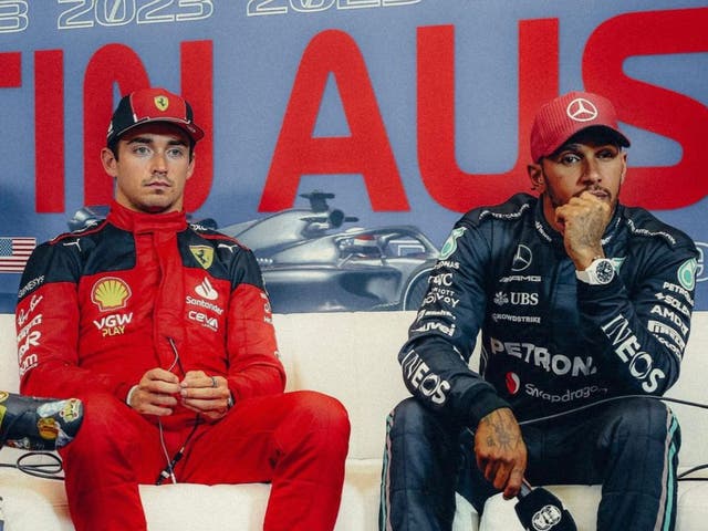 <p>Lewis Hamilton and Charles Leclerc posted an amusing joint Instagram on Monday</p>