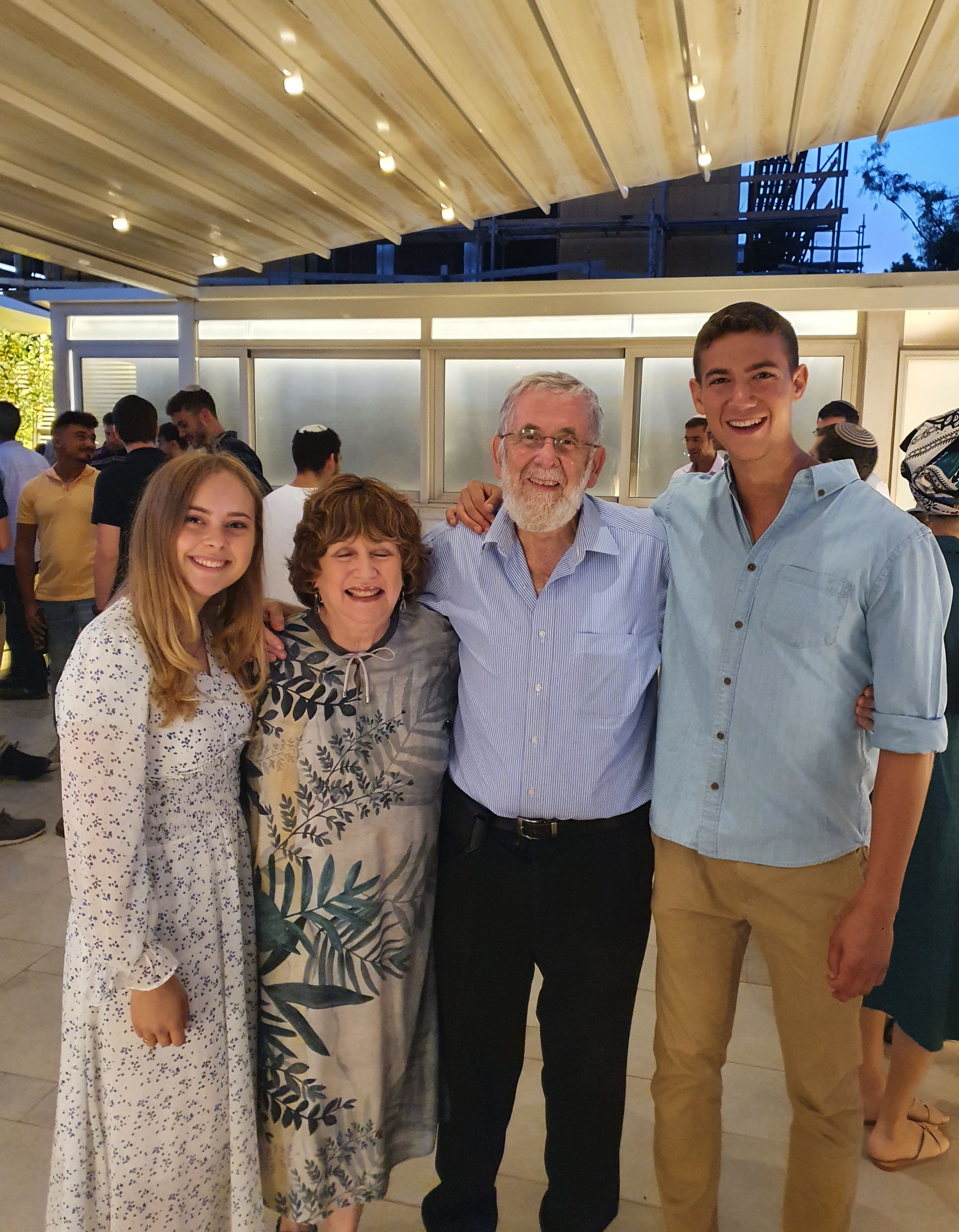 Yosef Guedalia (right) with his wife Senai, grandparents Susan and Isidore Zuckerbrod