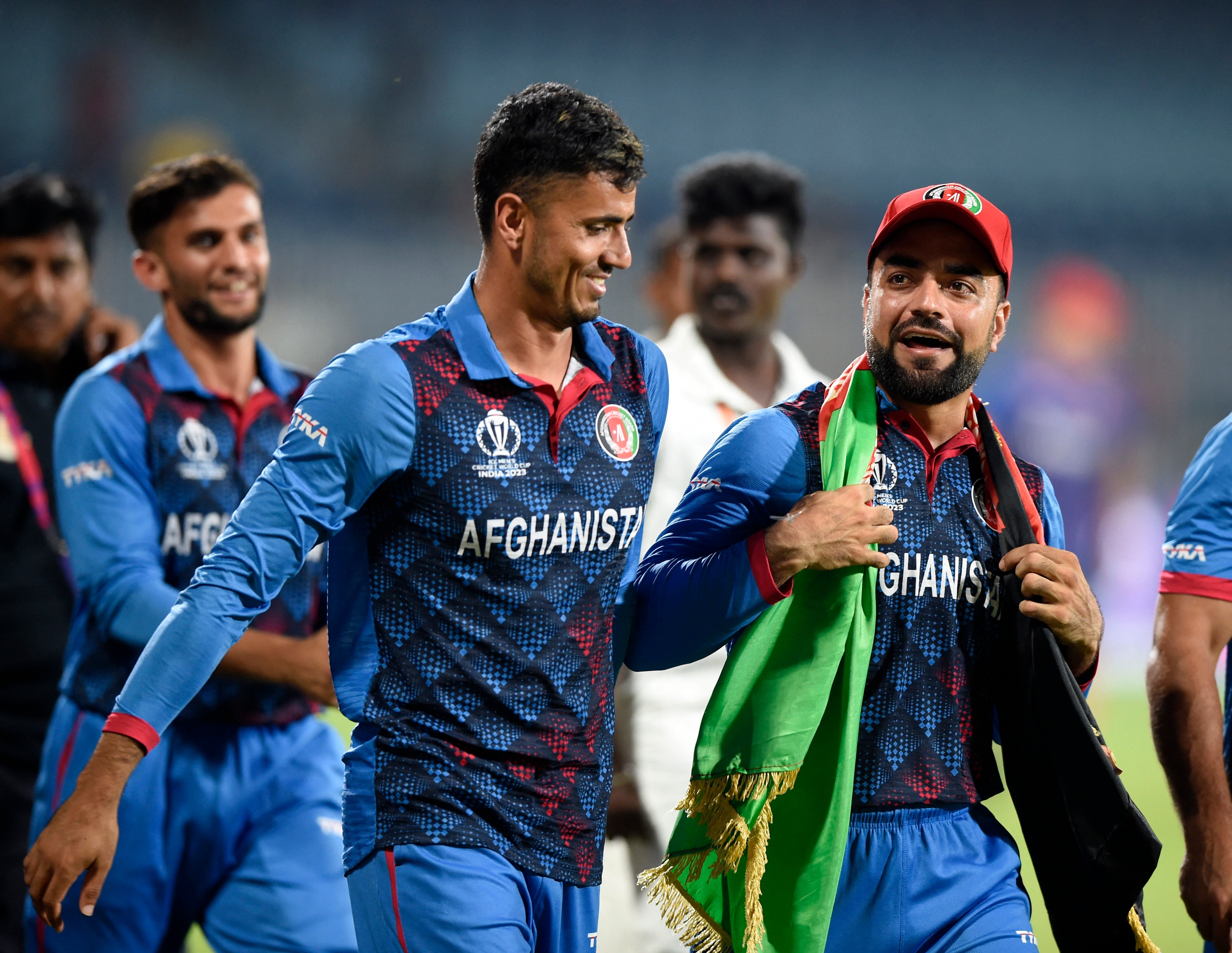 Afghanistan celebrate beating Pakistan by eight wickets