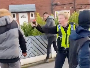 A West Yorkshire Police officer was filmed deploying irritant spray on members of the public