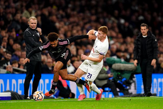 Tottenham winger Dejan Kulusevski (right) helped his side to a 2-0 victory over Fulham (John Walton/PA)