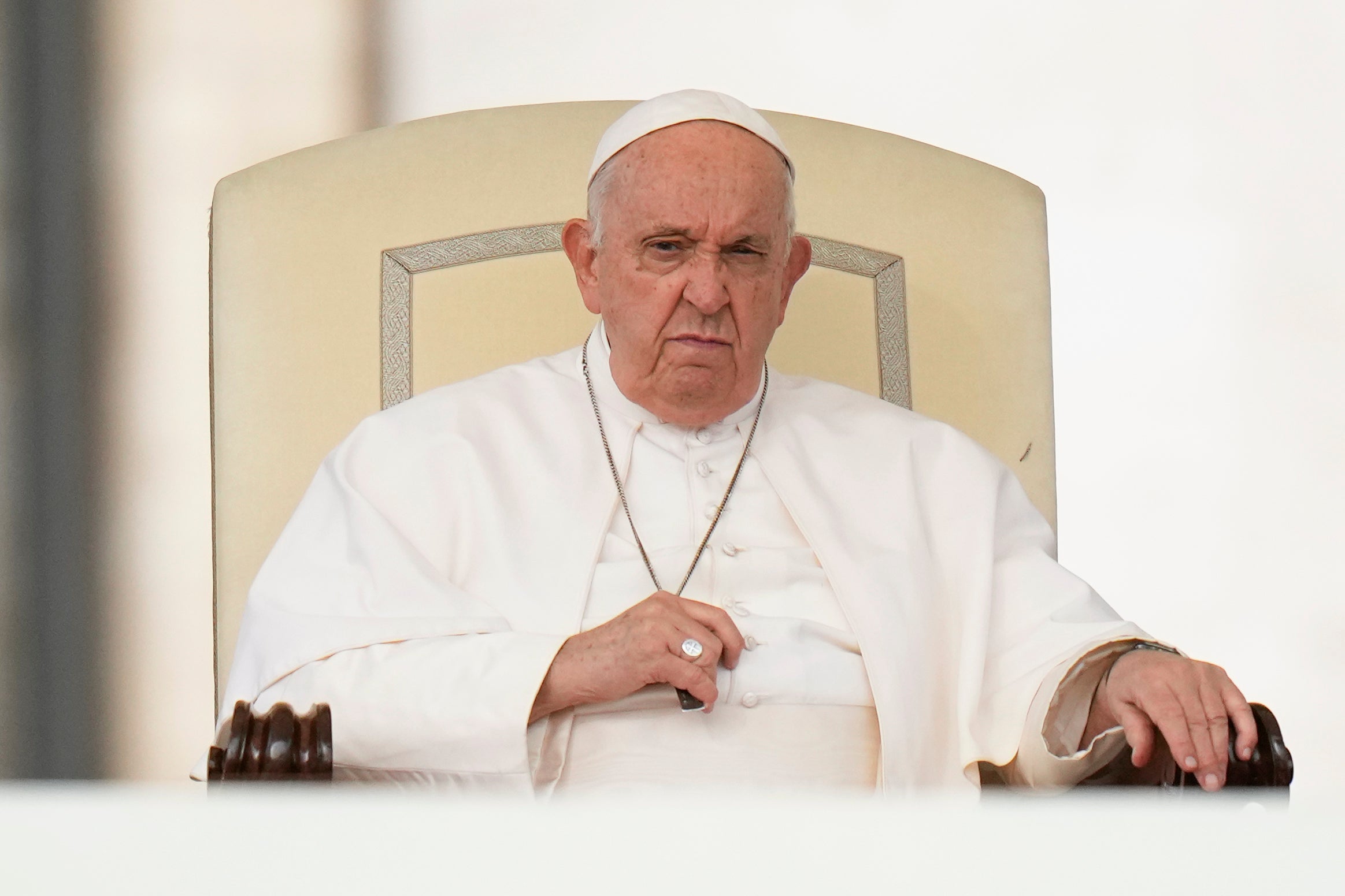 File. Pope Francis during his weekly general audience in St Peter’s Square at The Vatican, on 18 October 2023