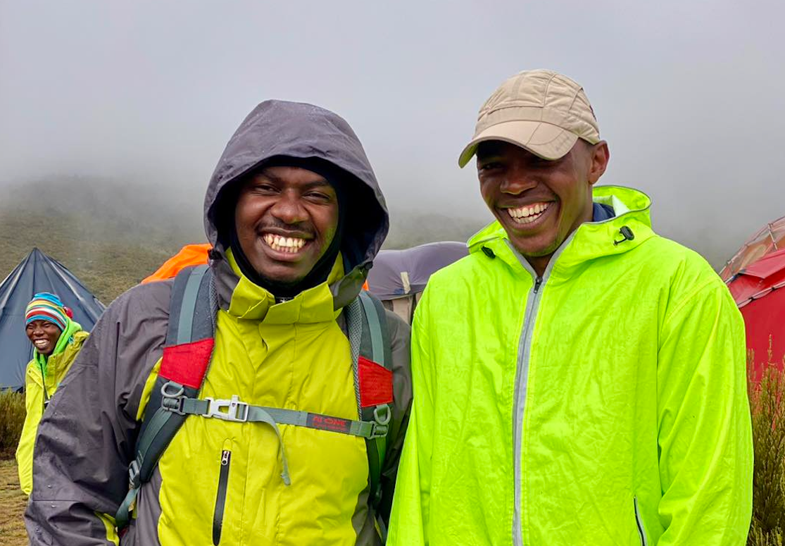 Kelvin Mwithi (right) was a renowned guide in Kenya and leaves behind a wife and young toddler following the incident