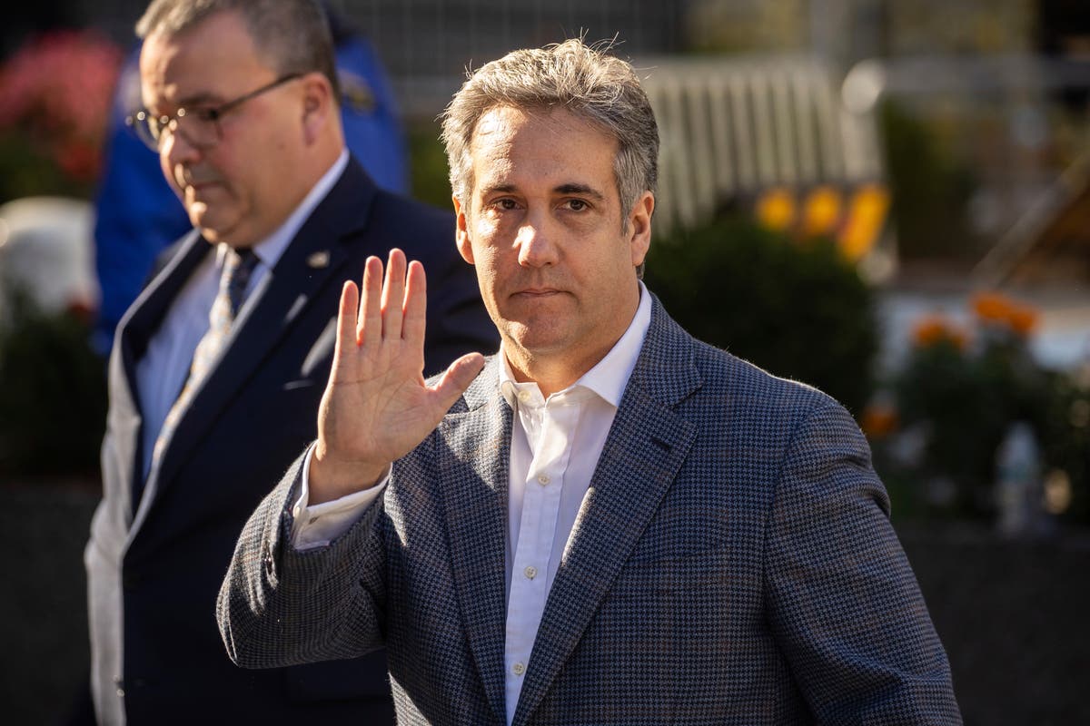 Michael Cohen testifies in front of Donald Trump in New York fraud trial