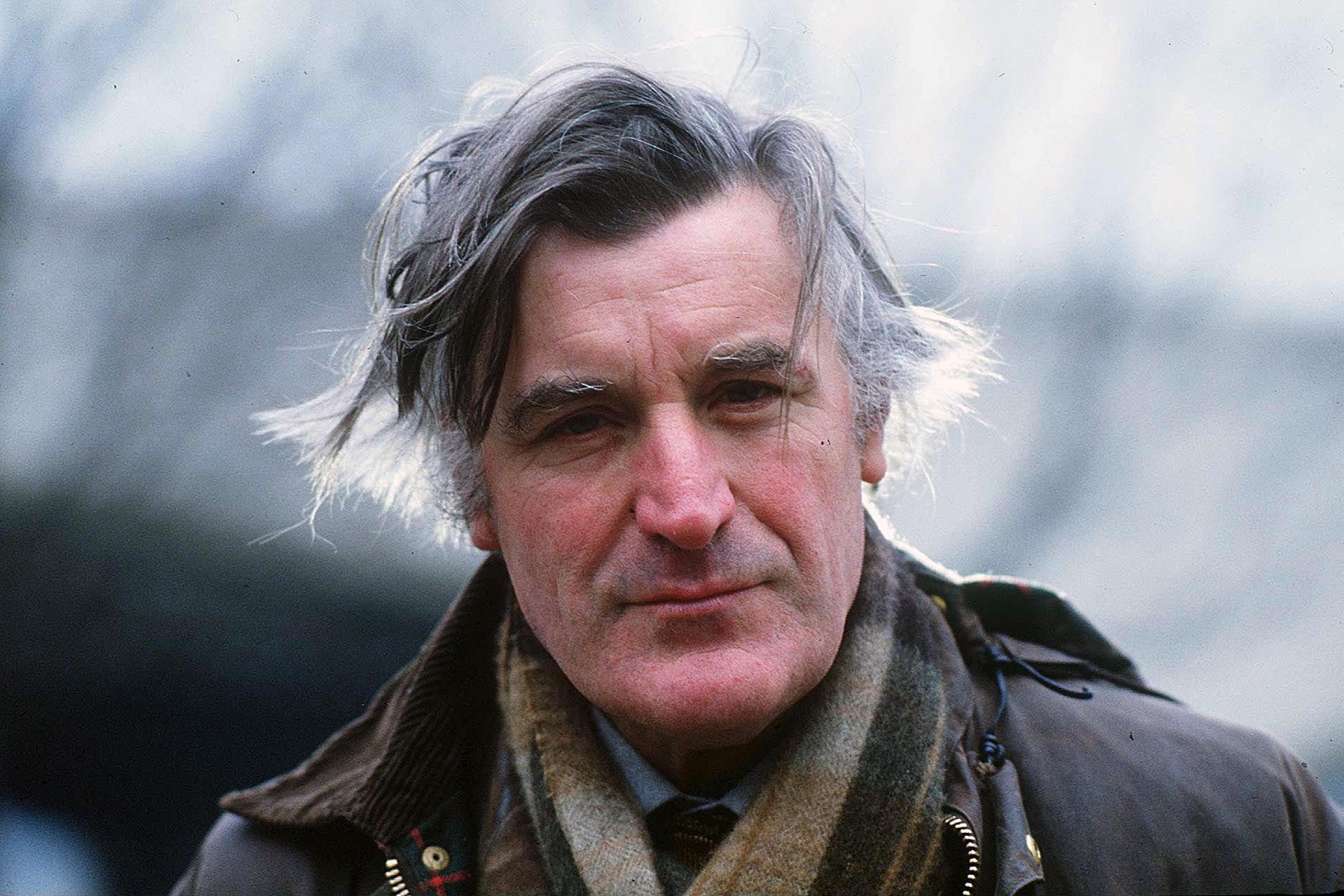 Ted Hughes at the National Theatre, London, in 1986