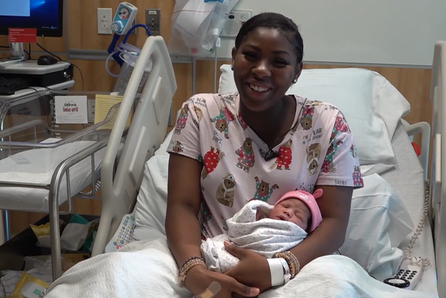 <p>WHTR caught up with Ms Jones and her newborn after the birth</p>