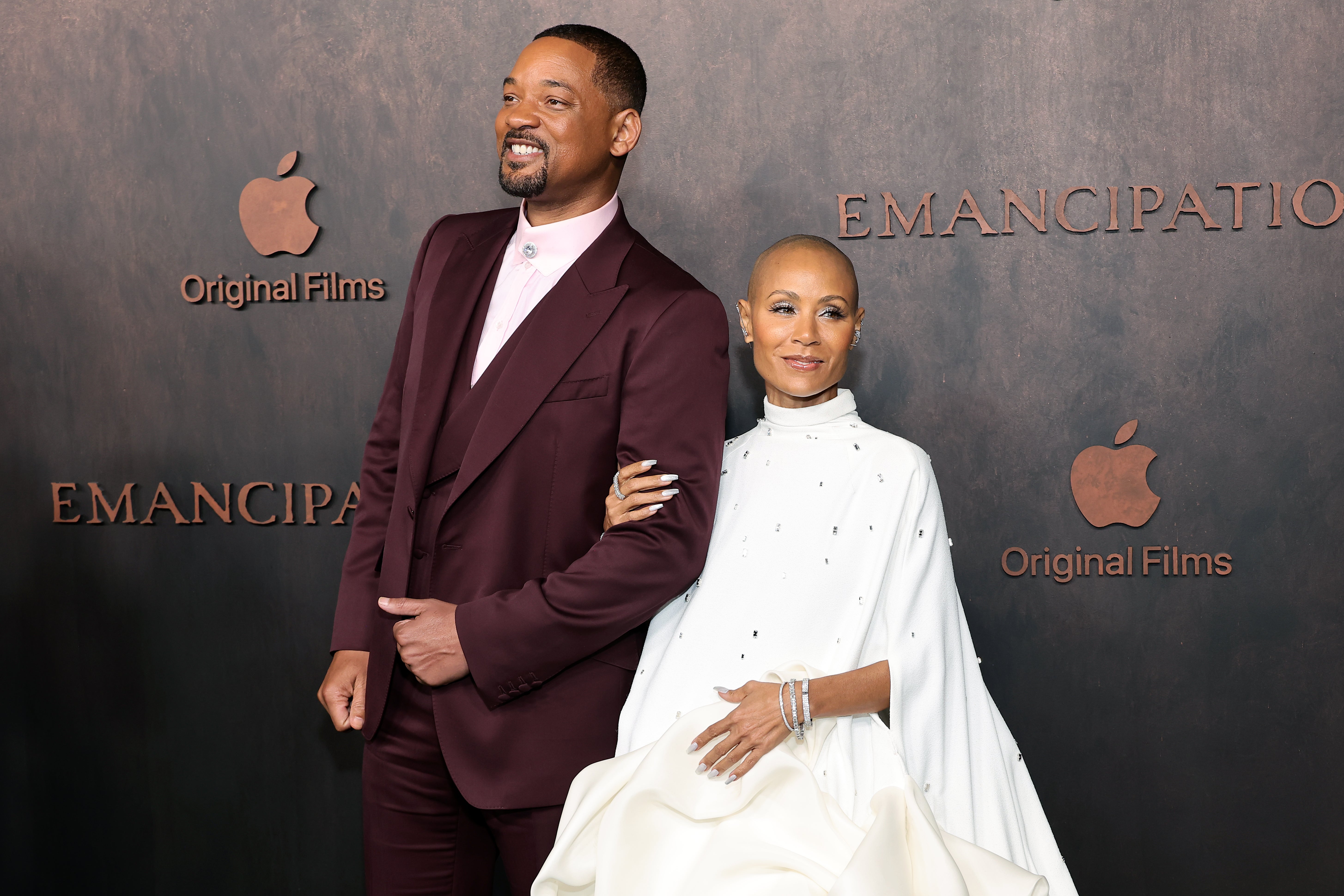 Will Smith and Jada Pinkett Smith attend Apple Original Films’ ‘Emancipation’ Los Angeles premiere at Regency Village Theatre on 30 November 2022 in Los Angeles, California