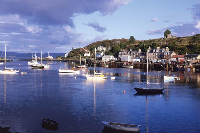 <p>The harbour in the village of Tarbert Loch Fyne in Scotland’s Kintyre peninsula</p>