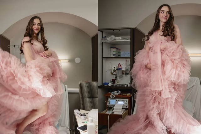 <p>Jackie Kunzelman throughout her unusual maternity photo shoot at the hospital in a video posted by Lexi Pratt on TikTok.</p>