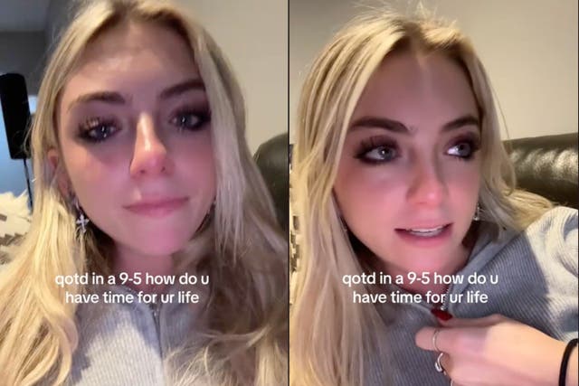 <p>Brielle posted a video with text across the screen that read: ‘QOTD (question of the day) in a 9-5 how do u have time for ur life’ </p>