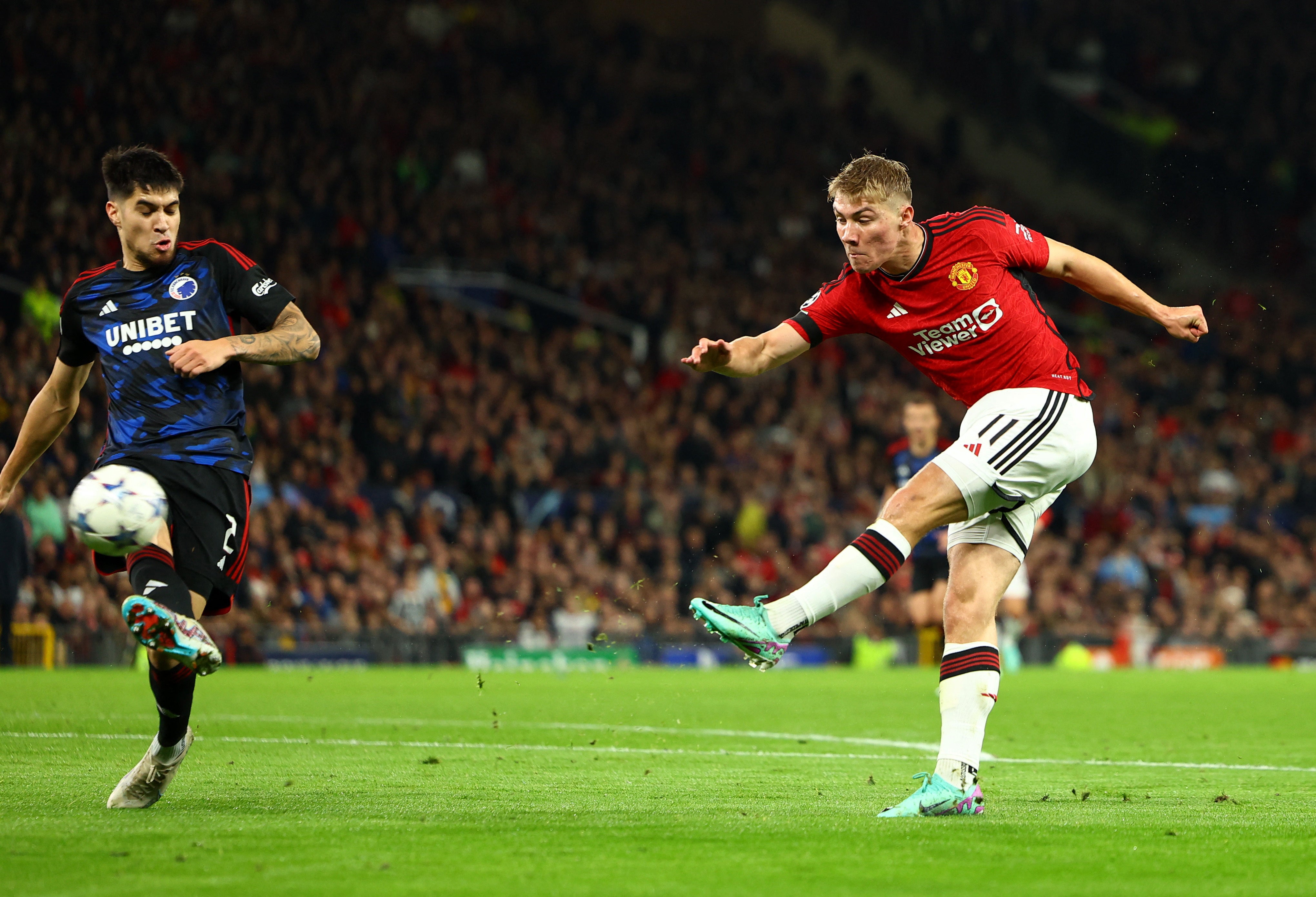 A brief sight at goal saw Rasmus Hojlund blaze his best chance over the top but his forward play was central to Man Utd’s attacking capabilites
