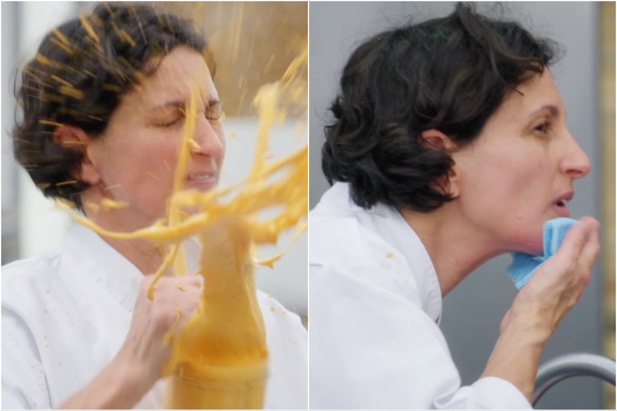 Masterchef: The Professionals’ Cristina forced to pull out of competition after blender of ‘red hot’ sauce explodes in face