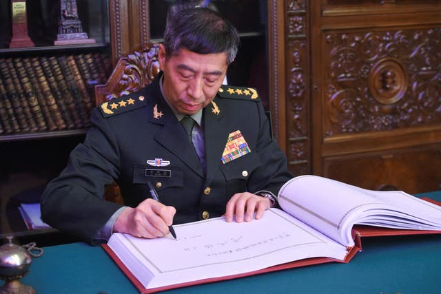<p>Chinese defence minister Li Shangfu visits a military academy in Moscow</p>
