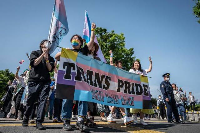 <p>People attend the Tokyo Rainbow Pride 2023 Parade in Tokyo on 23 April 2023</p>