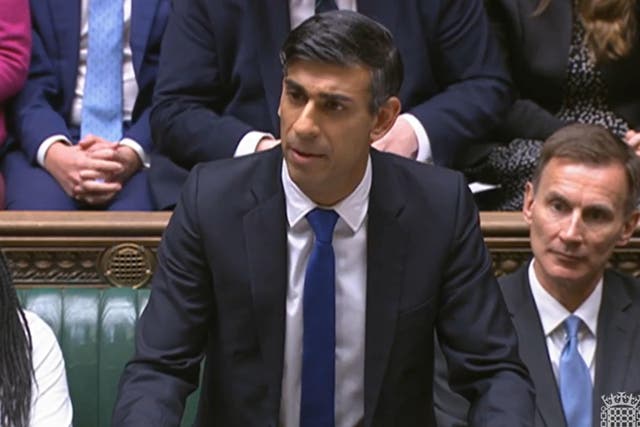<p>Rishi Sunak speaks during Prime Minister’s Questions in the House of Commons</p>