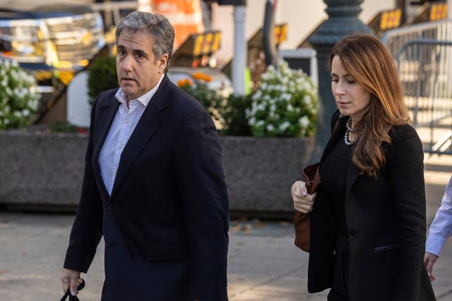 <p>Michael Cohen arrives at the courthouse for day two of his testimony</p>