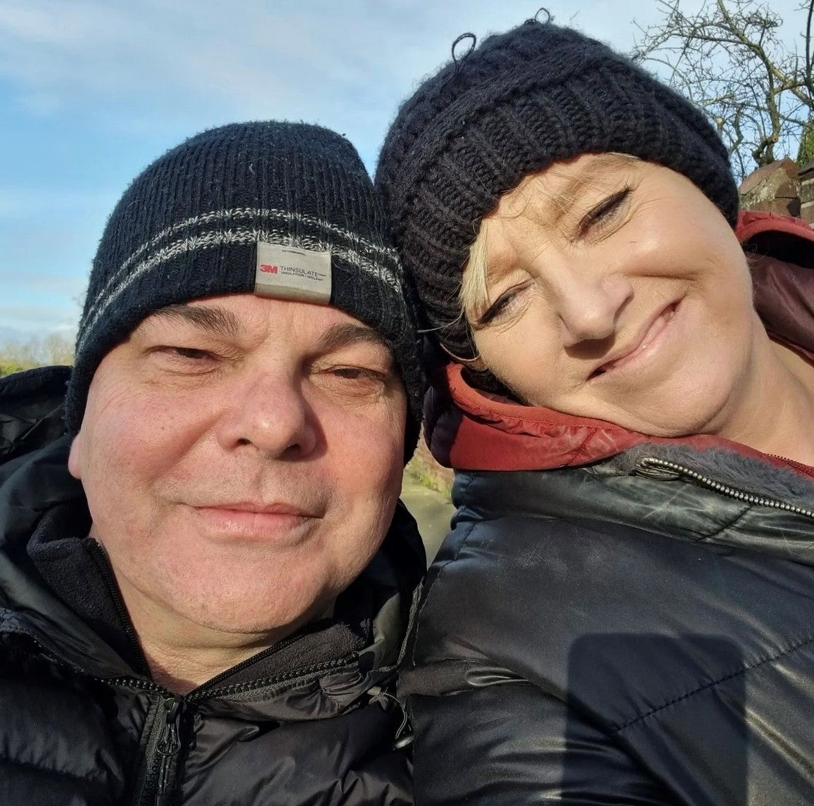 Vicki Chambers (right) is working full-time while also caring for her husband Alan (left)