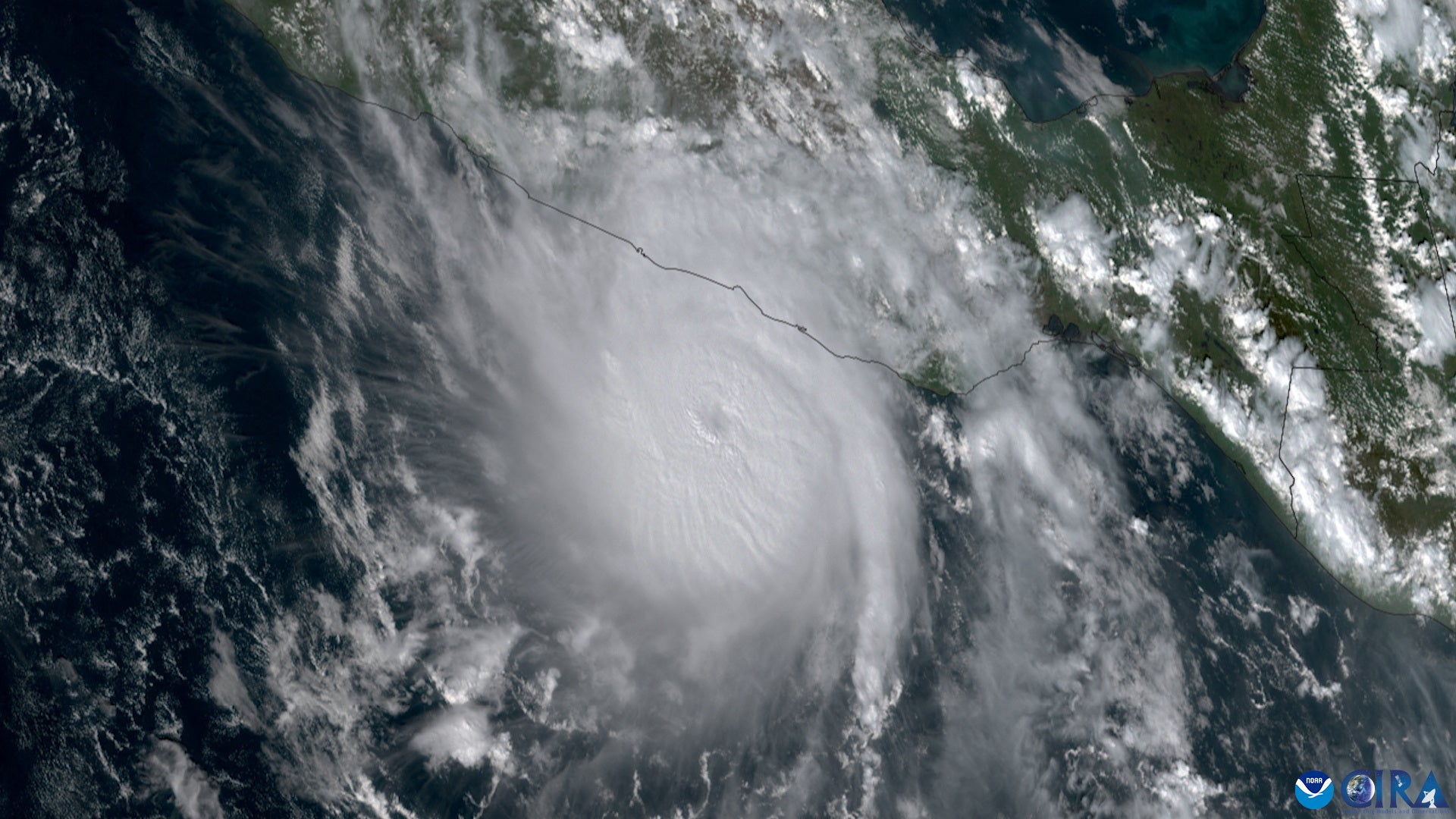 Satellite imagery showing Hurricane Otis off Mexico’s Pacific Coast