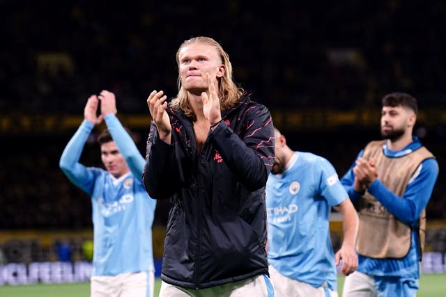 Erling Haaland bagged a brace in Manchester City’s Champions League win (Zac Goodwin/PA)