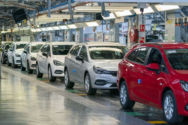 The Astra assembly line at Vauxhall’s plant in Ellesmere Port (Peter Byrne/PA)