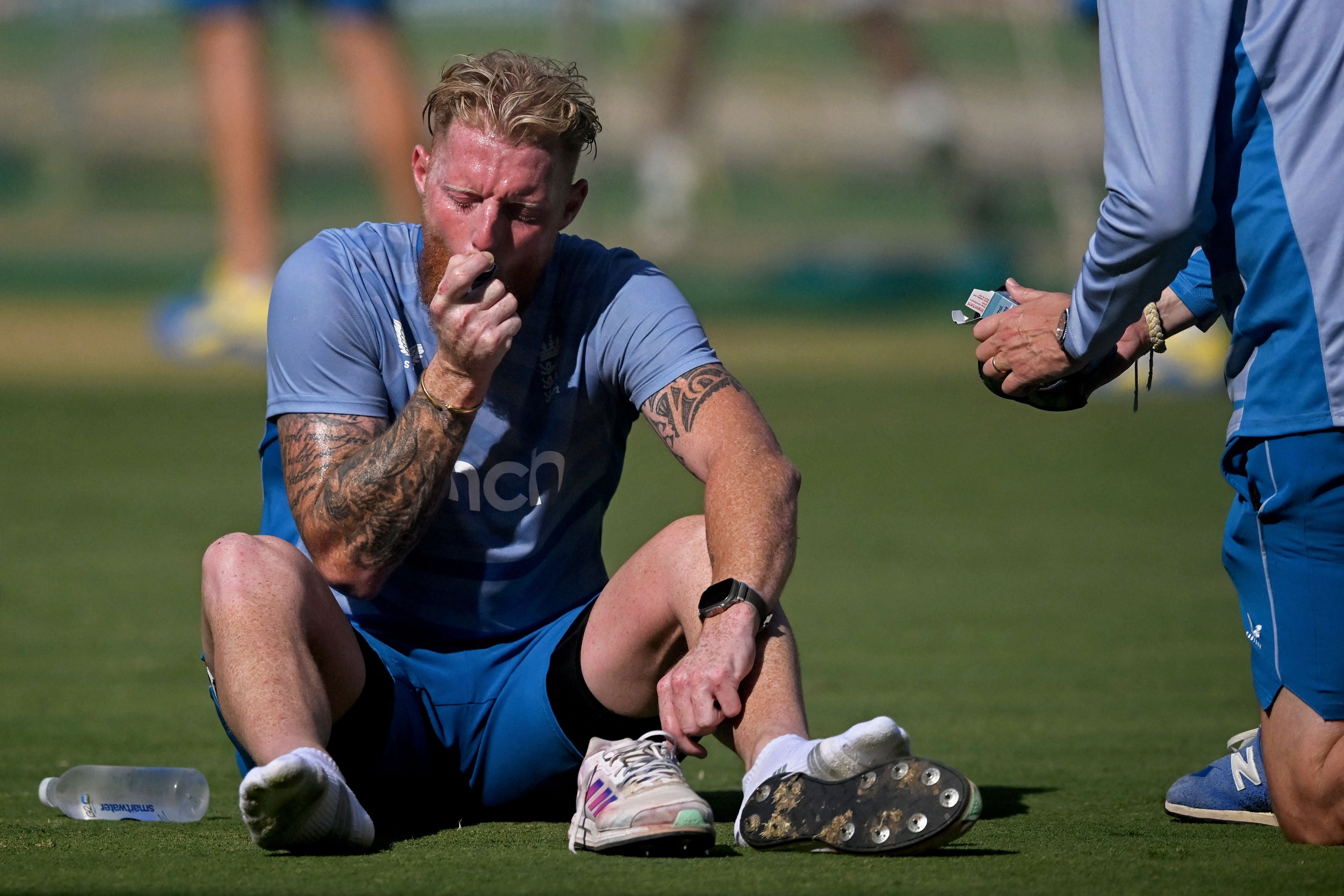 Ben Stokes uses an inhaler ahead of the must-win game