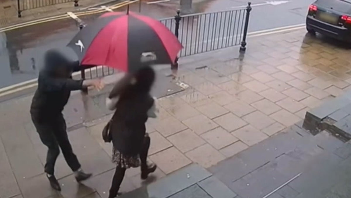 CCTV captures moment hooded man threw concrete slab at Muslim woman on Yorkshire street