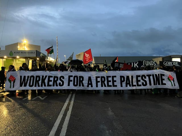 <p>British workers say they have responded to a call by Palestinian trade unions to “Stop Israeli war crimes"</p>