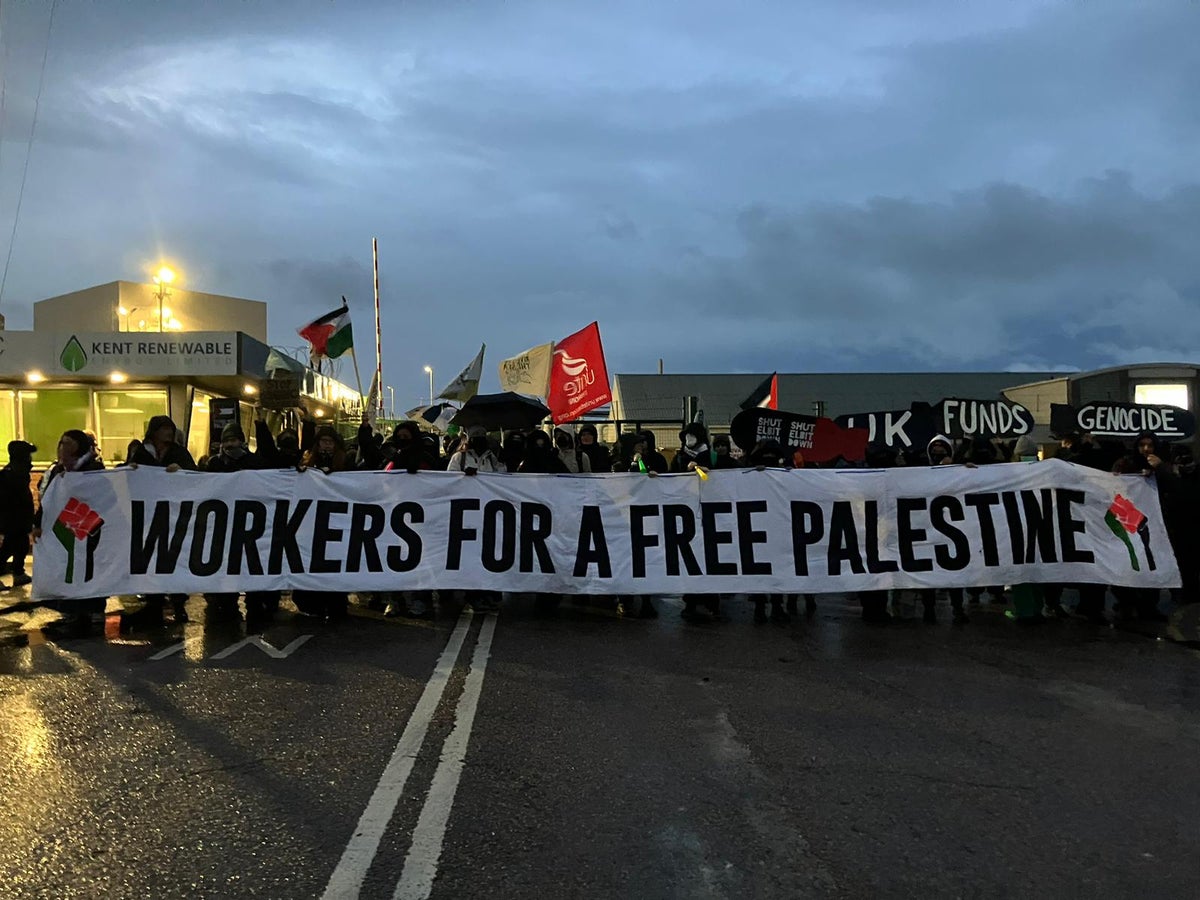 Pro-Palestine protestors blockade UK weapons factory in demonstration over Israel war