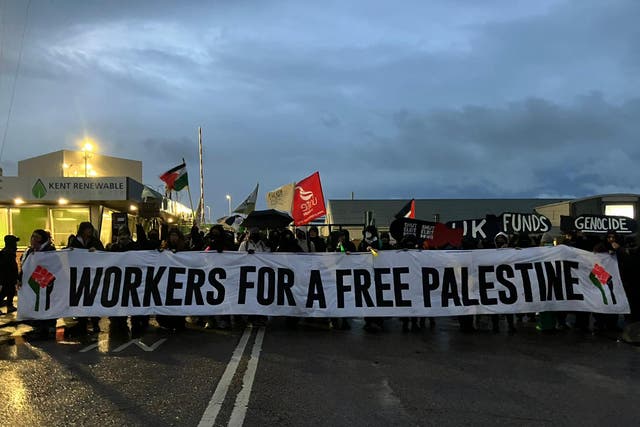 <p>British workers say they have responded to a call by Palestinian trade unions to “Stop Israeli war crimes"</p>