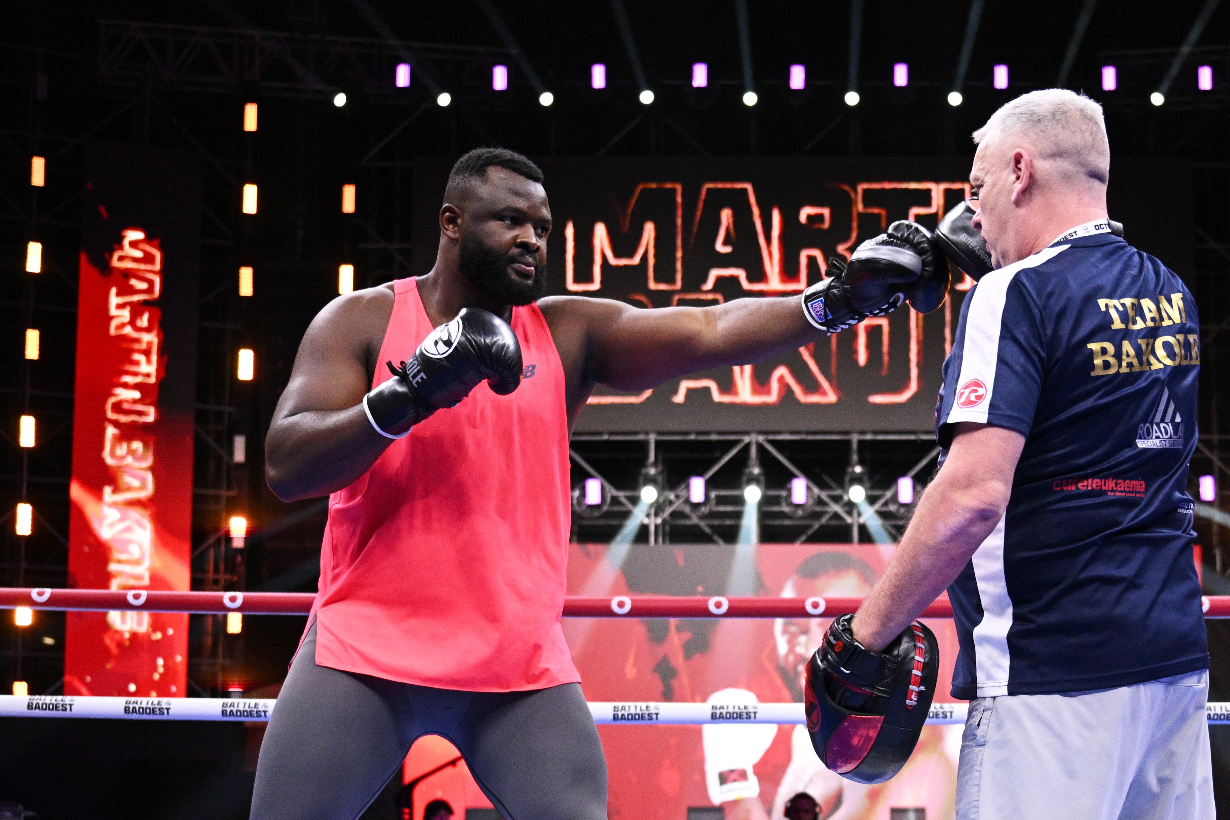 Bakole at his open workout ahead of his fight with Carlos Takam this weekend