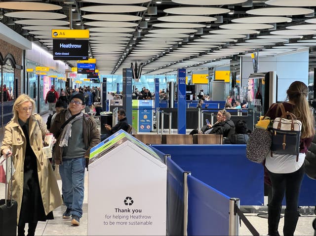 <p>Departing soon? Passengers at London Heathrow Terminal 5</p>