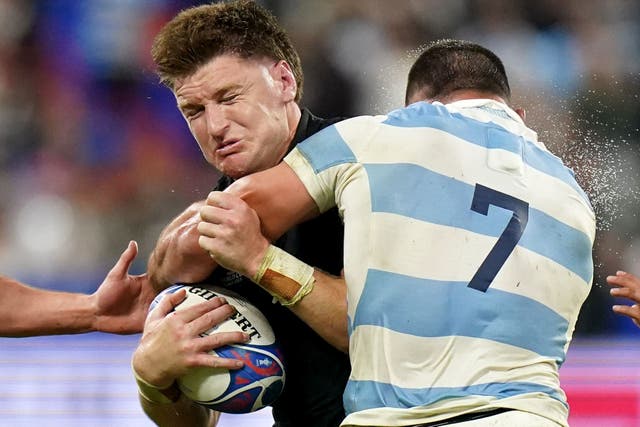 Full-back Beauden Barrett (pictured in semi-final action against Argentina) is one of five New Zealand players in PA’s Rugby World Cup team of the tournament (Adam Davy/PA).