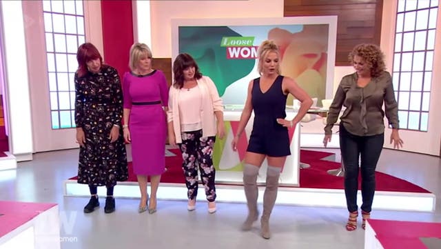 <p>Britney Spears teaches Loose Women panelists how to dance in newly emerged clip.</p>