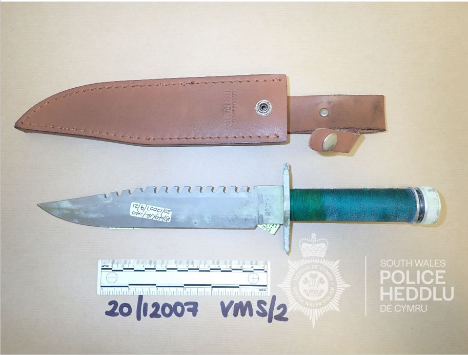A knife recovered by police and used by the gang in their criminal schemes