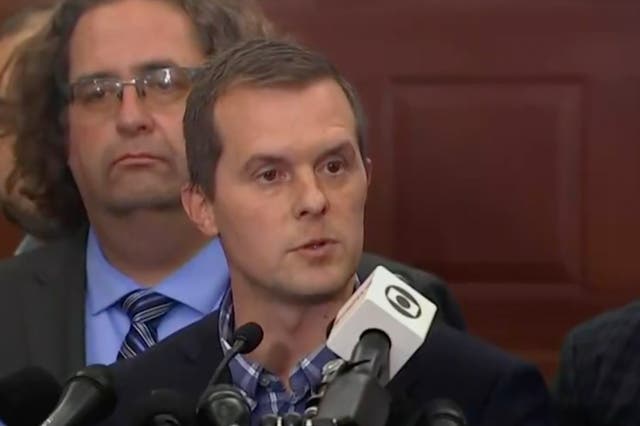 <p>Maine Representative Jared Golden said he ‘misjudged’ his decision on assault weapons ban in the wake of Maine mass shooting in a news conference on 26 October </p>